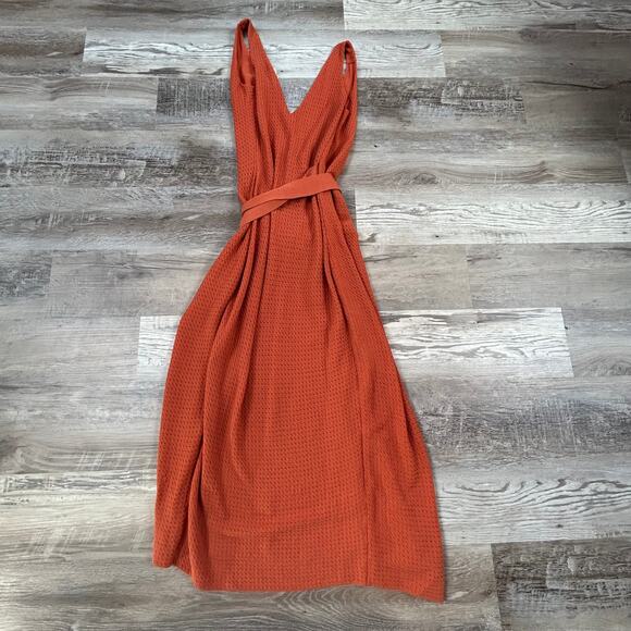 The Jetsetter Diaries Orange Knit Midi Dress Wrap Front Resort Vibe - Picture 4 of 7